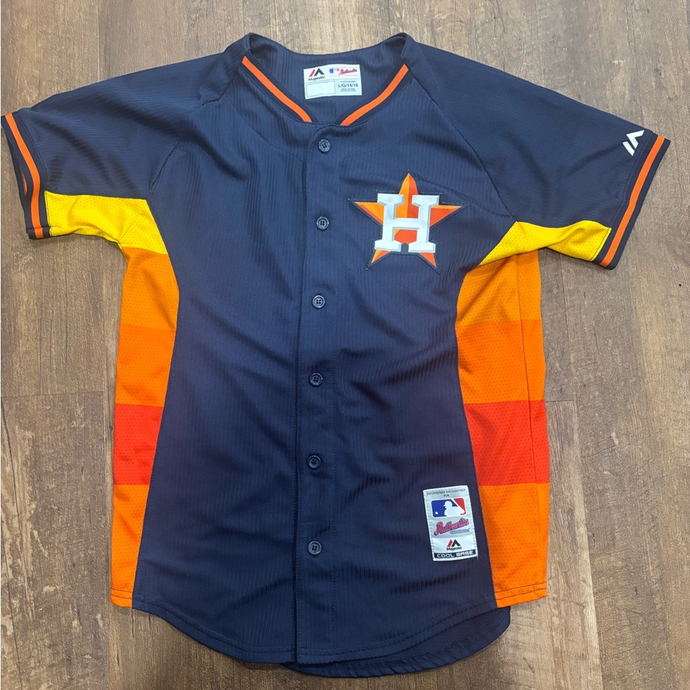 Kids Houston Astros Navy and Orange Jersey